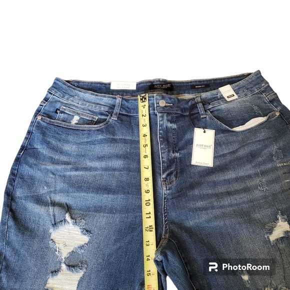 Judy Blue NWT Plus Size Womens Distressed Frayed Skinny Fit Medium Blue Size 24W - Picture 5 of 8